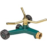 Orbit 58257N Lawn and Garden 3-Arm Metal Sprinkler with Wheel Base | 3-Arm Metal Sprinkler Design with Stable Wheel Base for Adjustable Lawn &amp; Garden Watering Coverage &amp; Range