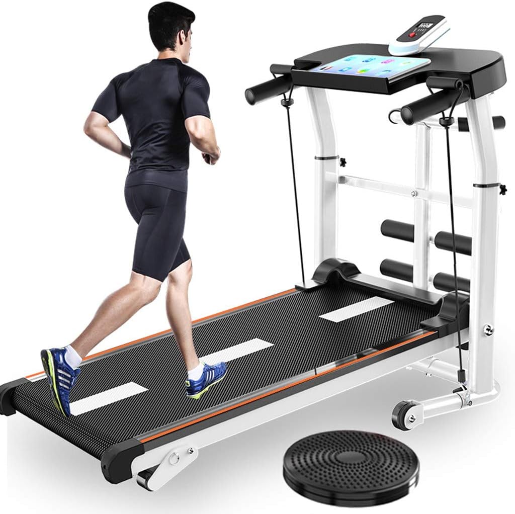 Mini Folding Mechanical Treadmill Shock Running Supine T-wisting Draw Rope 4-in-1 Home Indoor Sports
