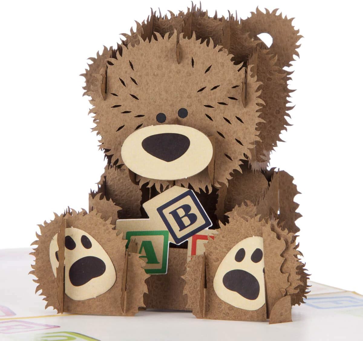Cardology - New Baby Bear Pop-Up Card, 15cm x 15cm