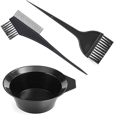 Gezimetie 3Pcs Hair Dyeing Tool Set Bowls Brushes Comb DIY Salon