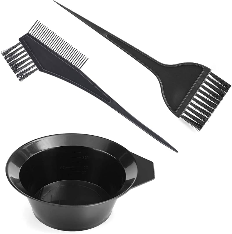 Gezimetie 3Pcs Hair Dyeing Tool Set Bowls Brushes Comb DIY Salon