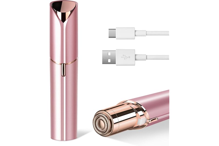 Facial Hair Remover for Women- as Seen on TV Painless Face Shaver -Mini Hair Remover, Electric Razor Shaver Portable Bikini Epilator for Lips, Chin, Armpit, Peach Fuzz, Fingers, Neck, Cheek(Rose Gold)