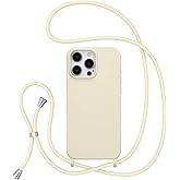 ZTOFERA for iPhone 16 Pro Max Case with Strap,Crossbody Phone Case with Adjustable Neck Shoulder Lanyard,Soft Silicone Shockproof Protective Phone Cover for iPhone 16 Pro Max 6.9 inch-Beige