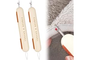 TOOVREN 2PCS 2 in 1 Needle Threader Seam Ripper Upgraded Thread Seam Ripper Needle Threading and Seam Remover Seam Ripper Tool Needle Threaders for Hand Sewing Knitting Quilting Supplies (2PCS Brown)