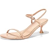Coutgo Womens Strappy Heeled Sandals Kitten Low Heel Open Toe Ankle Strap Party Wedding Dress Shoes