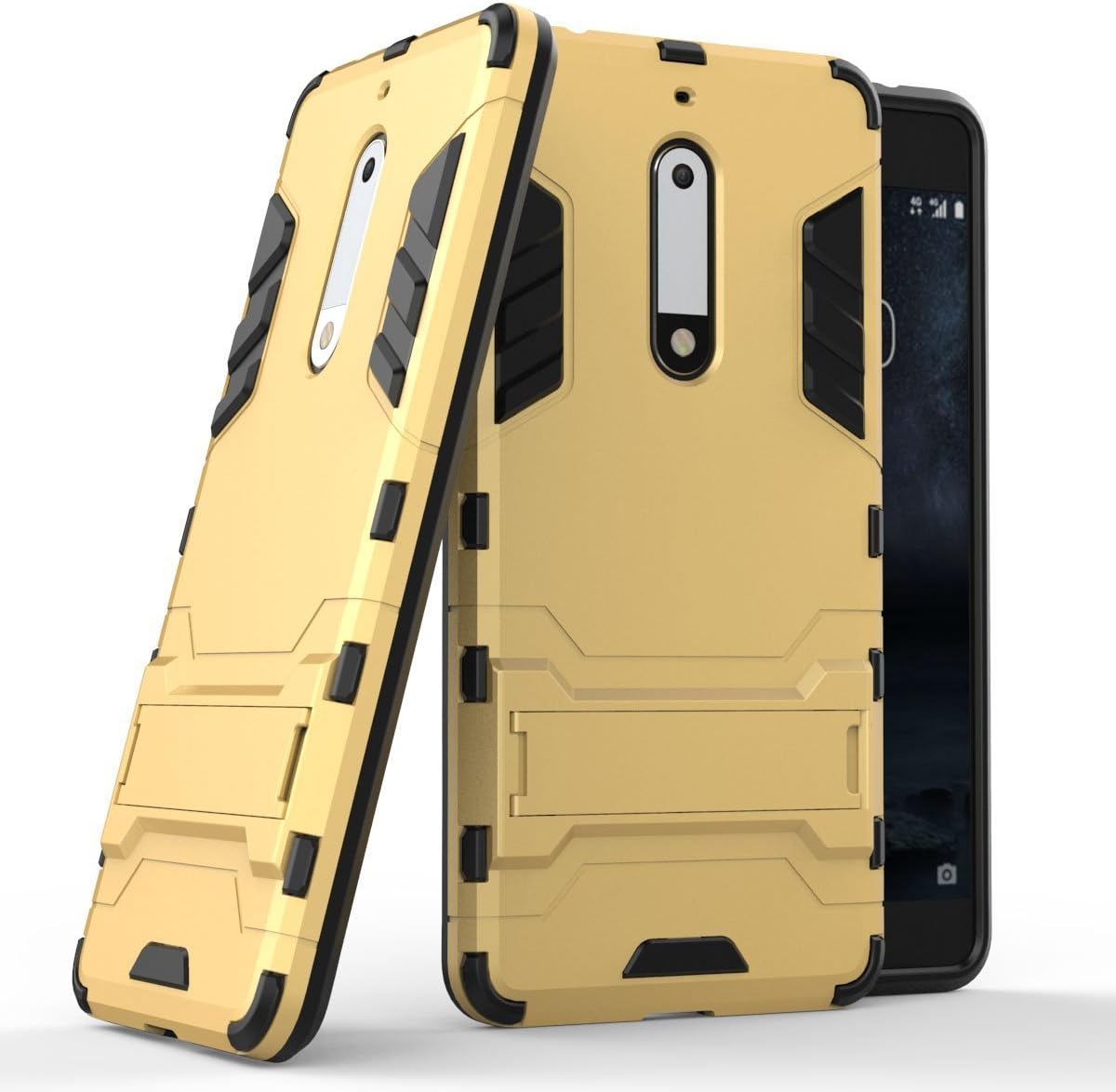 MaiJin Cover Per Nokia 1 (2018) 4.5'' - 2 In 1 Ibrida Antiurto Con Cavalletto - TPU + PC - Protezione Doppio Strato (Blu)