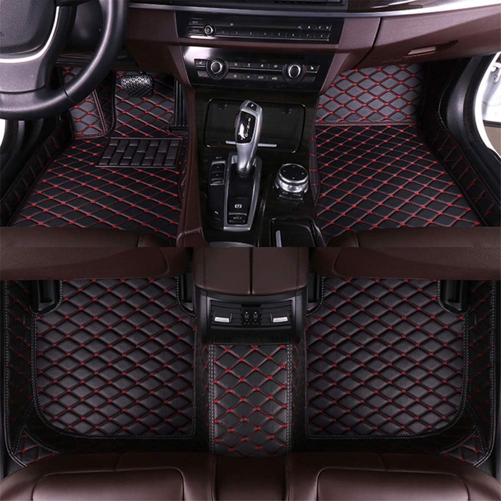 Maite Custom Car Floor Mat Fit for Lexus UX UX200 UX250H 2019 Full Surrouded XPE Leather Waterproof Carpets Mats Black with Red Stitching
