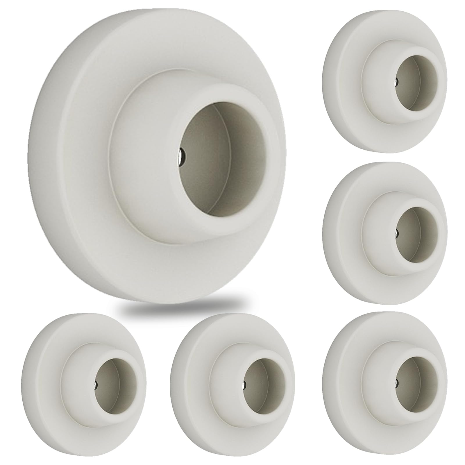 Door Stops for Wall Protector, Door Knob Wall Shield, Black Door Bumper for Slamming, Door Handle Stopper, Wall Hole Cover (6 PCS-White)