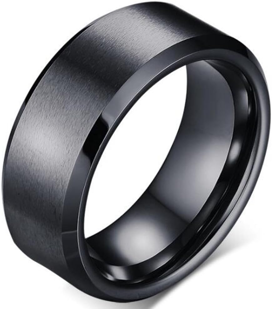 8mm Stainless Matte Brushed Classical Simple Plain Wedding Band Ring