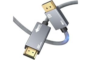 8K DisplayPort to HDMI Cable 3FT - 8K@60Hz 4K@240Hz, Active DP 1.4 Source to HDMI 2.1 Display, Nylon Braided, Alloy Housing, 