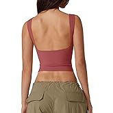 QINSEN Women's Sexy Open Back Sleeveless Crop Tank High Neck Slim Fit Cropped Tee Shirt Y2k Tops