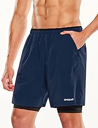 TSLA Men's 2 in 1 Active Running Shorts, Quick Dry