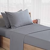 Cot Sheets 30" x 75" x 9", 4 Piece Cot Sheet Set, Cot Size Fitted Sheets | Fit for Narrow Twin / Camp Bunk / Rvs Bunk / Guest Beds/ Trifold Mattress, Grey