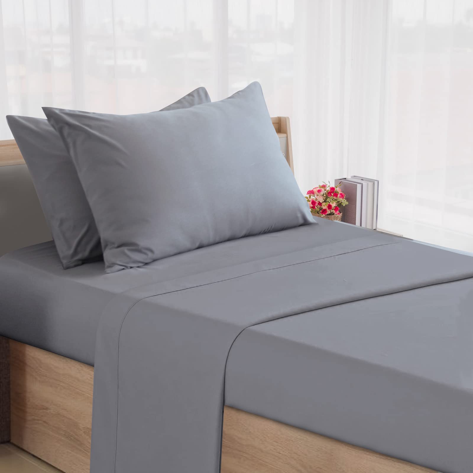 Photo 1 of SPRINGSPIRIT Cot Sheets 30" x 75" x 9", 4 Piece Cot Sheet Set, Cot Size Fitted Sheets with Narrow Twin/Camp Bunk/Rvs Bunk/Guest Beds/Trifold Mattress, Grey