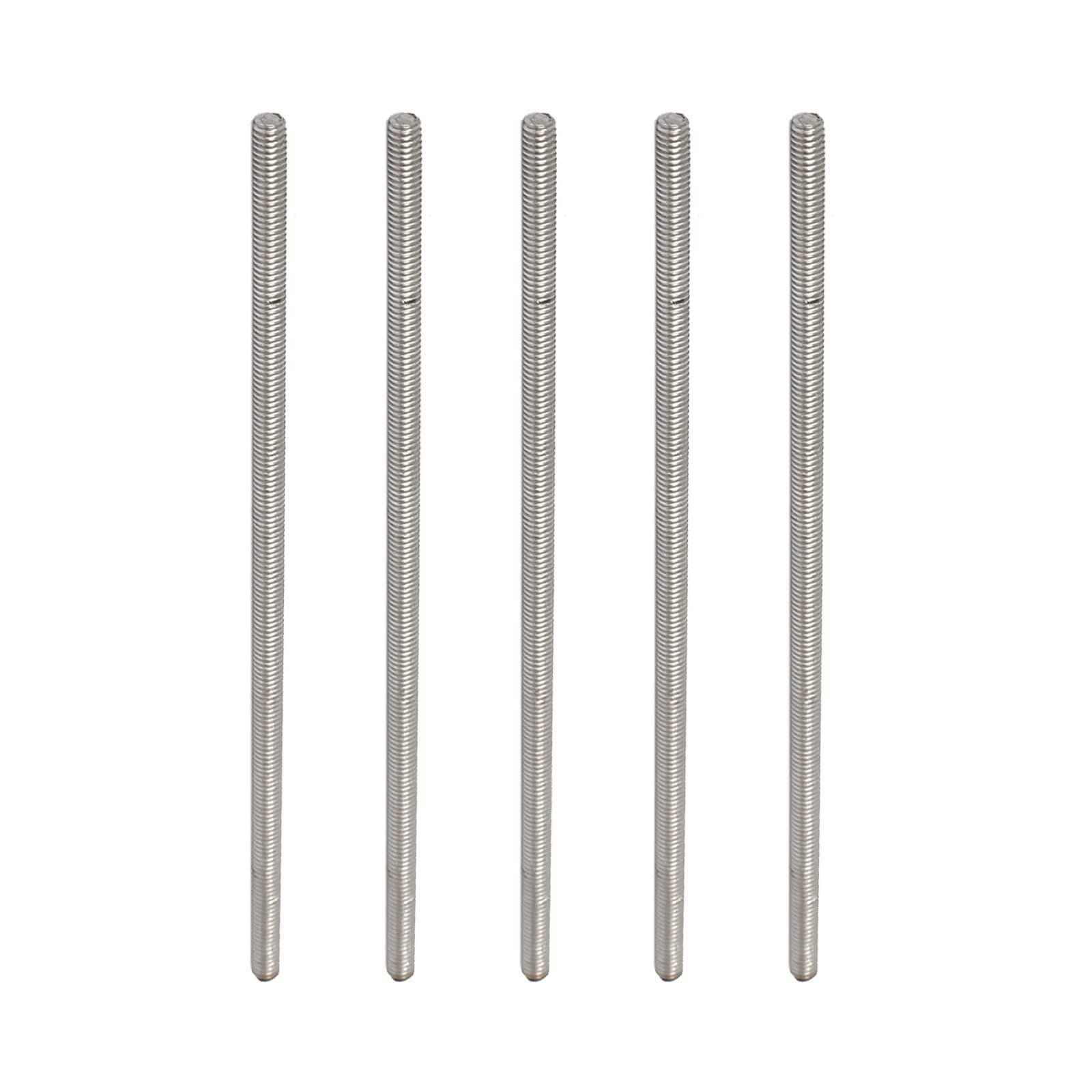 Rebower Fully Threaded Rod 304 Stainless Steel Rod Bar Studs, [for Hanger and U-Bolts] - M4 x 120mm Male Threaded /Silver/5Pack