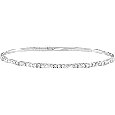 Diamond Wish 9/10 Carat Lab Grown Diamond Flex Bangle Bracelet for Women - 14k Gold Tennis Bracelet for Her - 6.75 Inches Long Bracelet (E-F, SI1-SI2, 0.90 cttw) - Invisible Double Locking