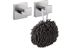 KOKOSIRI Bath Towel Hook Wall Mount Square Robe Hook Coat Hook, Bathroom Kitchen Garage Heavy Duty Wall Mounted, SUS 304 Stai