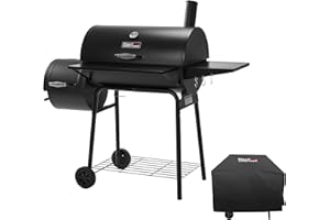 Royal Gourmet CC1830SC Charcoal Grill Offset Smoker with Cover, 811 Square Inches, Black, Outdoor Camping
