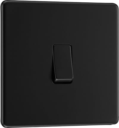 BG Electrical Matt Black Screwless 2 Way Light Switch Slim Profile FFB12