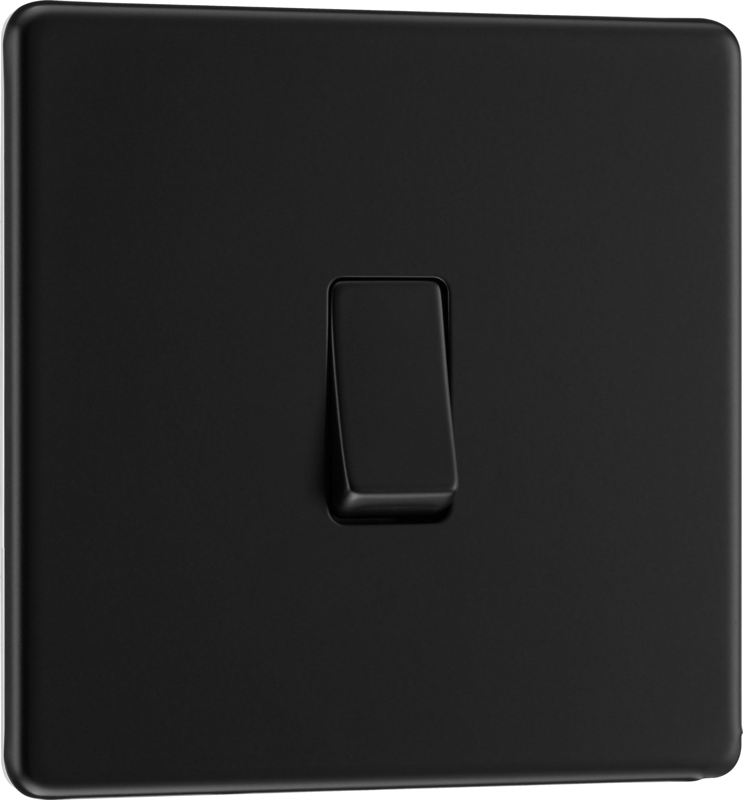 BG Electrical Single Wall Light Switch, 2 Way, Screwless Front Plate, Slim Profile, Premium Flatplate, Matt Black, 20A, 16AX, FFB12