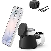 Belkin Qi2.2 25W Magnetic Wireless Charging Station, 3 in 1 Samsung Charger | Fast Charging, MagSafe Compatible, Samsung Galaxy S26, Android Charger, Pixel 11, iPhone 18/17/16/15, Apple Watch, AirPods