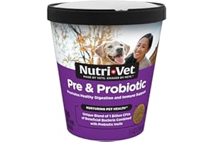 Nutri-Vet Pre & Probiotics for Dogs, Digestive Support, Upset Stomach, Puppy Probiotic, Pet Vitamins and Supplements, Dog Probiotics, Liver & Cheese Flavor, 120 Soft Chews
