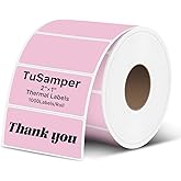 TuSamper 2×1 Inch Thermal Labels Sticker Self-Adhesive Label Paper Pink Direct Thermal Printer Stickers with Perforation Line 1000 Sheets/Roll