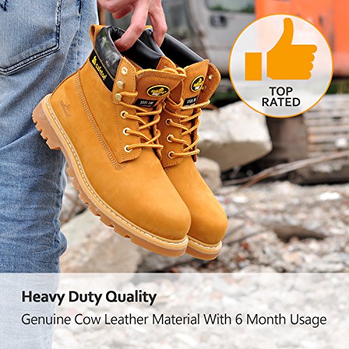SAFETOE Safety Boots For Men Work Shoes- M8173 Women Wide Width Steel Toe Slip Resistant Leather Safety Shoes