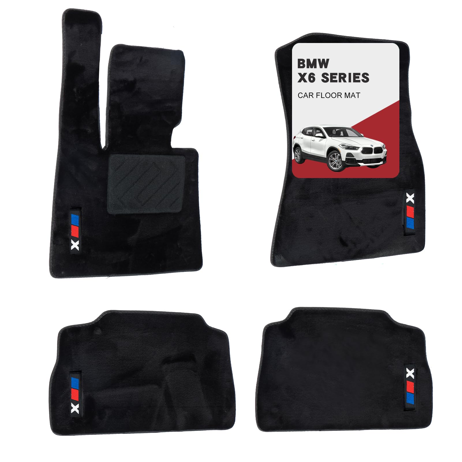 Photo 1 of Custom 3D Car mats for BMW X6 2020-2024 Wool Carpet Car Mats - Glowing, Anti-Slip, All-Weather Full Coverage with Logo