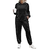 IN'VOLAND Plus Size Sweatsuits Set for Women 2 Piece Velour Tracksuit Fall Outfit Pullover Hoodie and Sweatpants with Pockets