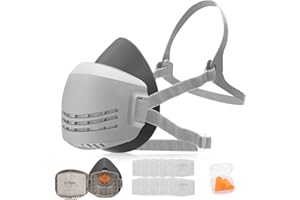 RANKSING Respirator Mask with Filters to Against Dust Gases Fumes Asbestos Organic Vapors Chemicals while Painting Spraying Sanding Welding Construct and Work Portable Protection PPE