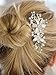Mariell Bridal Hair Comb for Brides with Freshwater Pearl, Hand-Painted Enamel Leaves & Austrian Crystals