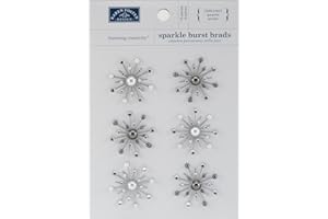 Karen Foster Design Sparkle Burst Brads Embellishments Pearls, 6 White and Black