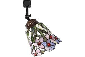 KAYYELAMP H-Type Track Head Lighting Mini Adjustable Angle E26 Base Pastoral Stained Glass Tiffany Ceiling Light Track Light Fixture for Gallery Mirror Front Bulb and Track Not Included