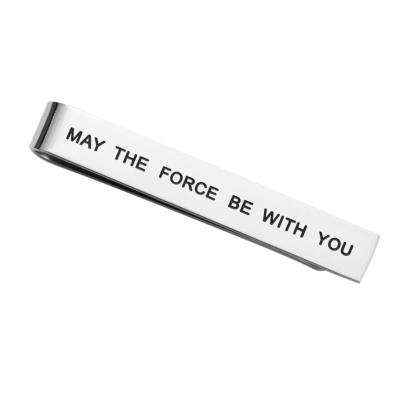 May The Force Be with You Tie Clip Fan Gift Funny Gift Stainless Steel Polished Finish Tie Clips Men Women