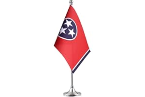 GentleGirl.USA Tennessee State flag Tennessee TN Flag, Small Mini Tennessees State flag Desk Flag stick Office Table Flag on Stand Base,Festival Events Celebration decoration,Desk home decoration