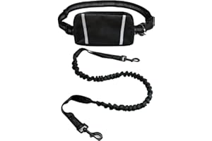 Hands Free Dog Leash, Walking Pouch for Medium Large Dogs, Waist Running Leash with Zipper, Dual Handle and Retractable Bunge