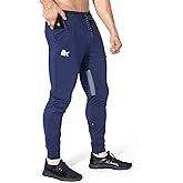 BROKIG Men Fitted Gym Sweatpants,Casual Slim Workout Jogger Pants with Zipper Pocket Bodybuilding Athletic Tapered Pants