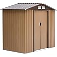 Outsunny 7' x 4' Outdoor Storage Shed, Garden Tool Metal Shed with Foundation Kit, Double Lockable Door, Air Vents and Sloping Roof, for Backyard, Patio, Lawn, Yellow
