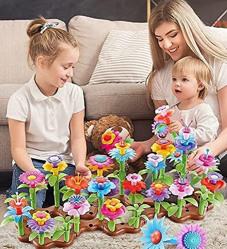 YelaJoy Flower Garden Building Toy Set for Kids Building Blocks Pretend ...