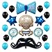 23 Pack Baby Shower Balloons Decoration, Welcome Baby Boy Party Decorations with Gentle Bow Tie Cute Little Man Mustache Blue Star Handsome Prince Balloons Blue and Black Boy Birthday Supplies