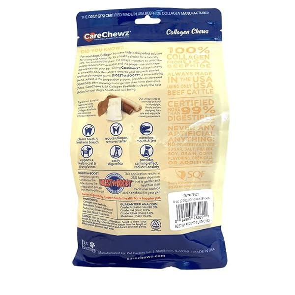 PET FACTORY CARECHEWZ COLLAGEN 9″ ROVERS DOG CHEW TREATS – CHICKEN FLAVOR, 6 COUNT/1 PACK