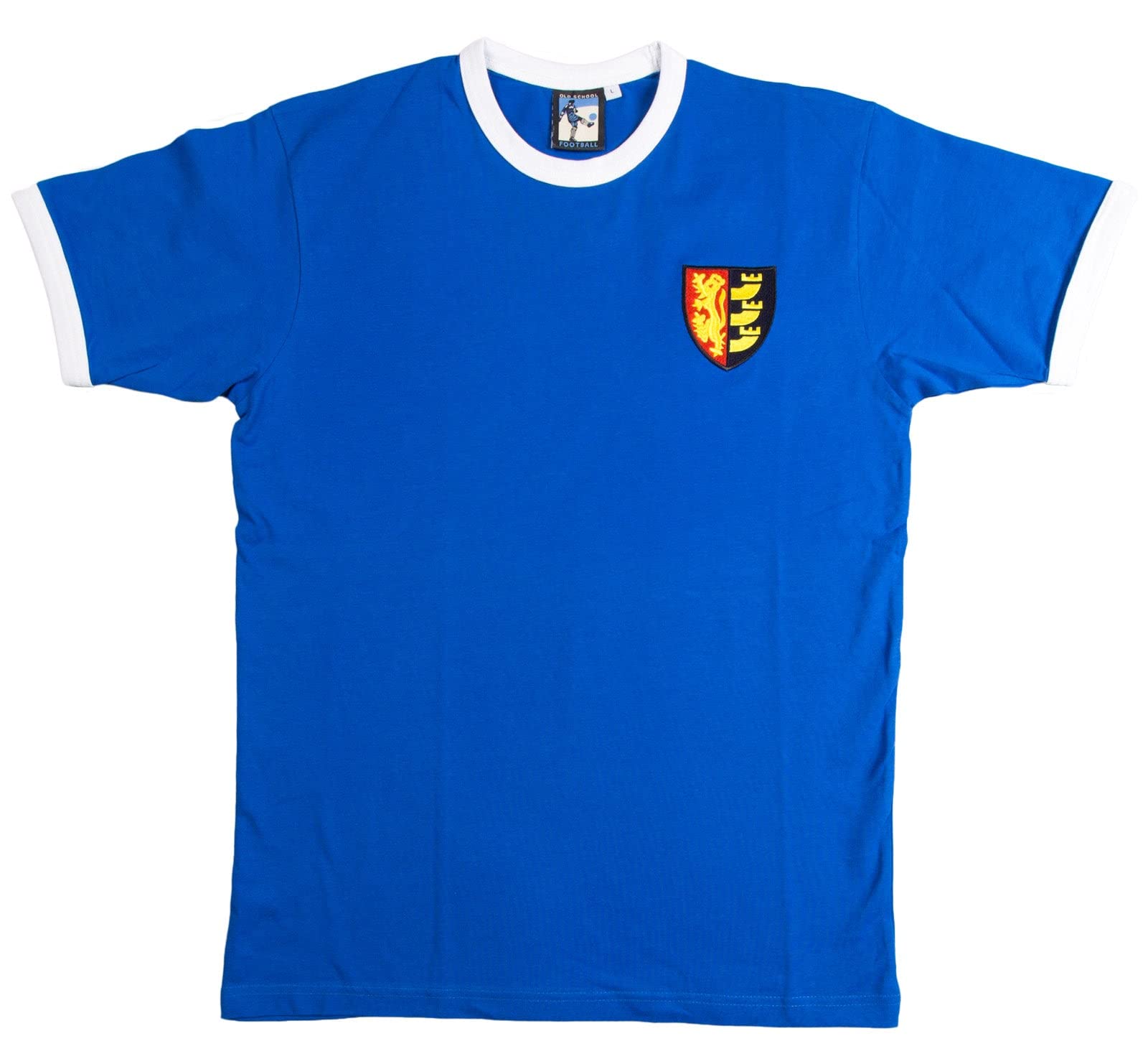 Ipswich 1960s Retro Football T Shirt Embroidered Logo (S) Royal/White