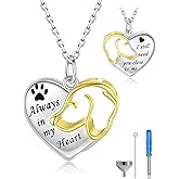 Zepmais Urn Necklace for Dog Ashes 925 Sterling Silver-Puppy Ash Keepsake Memorial Cremation Pendant Jewelry for Women Dog Lovers