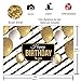 Funnytree 7x5ft Gold Happy Birthday Party Backdrop Black Stripes Shiny Glitter Adults Party Decorations Photography Background Golden Balloons Sparkle Glamour 30th 40th 50th 60th Photo Booth Banner