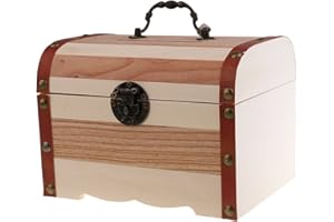 Willcomes Wooden Money Storage Box Treasure Chest Piggy Bank Handmade Jewelry Organizer with Lock and Two Keys