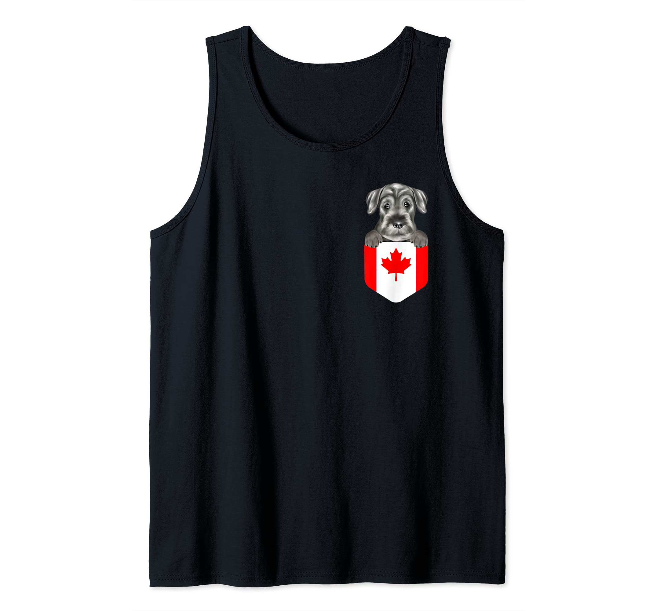 Canada Flag Standard Schnauzer Dog In Pocket Tank Top