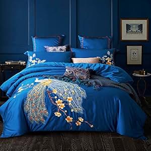 Amazon.com: Svetanya Blue Peacock Duvet Cover Set Flat