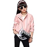 LAVIQK Girls Faux Leather Jackets Children's Zip Up Motorcycle Short PU Moto Biker Outwear Fitted Slim Coat