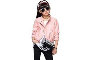 LAVIQK Girls Faux Leather Jackets Children's Zip Up Motorcycle Short PU Moto Biker Outwear Fitted Slim Coat
